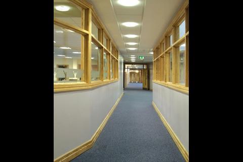 School corridors at the Manchester academy, fitted out with GypWall Extreme partitions